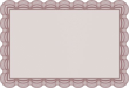 Red isolated Certificate, Diploma of completion; design template with guilloche pattern, border, frame.