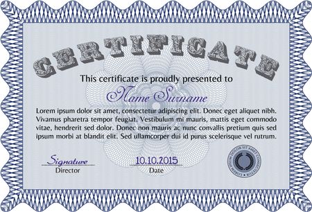 Blue Retro frame certificate template Vector 