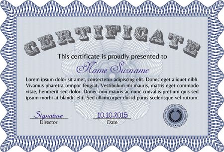 Blue Retro frame certificate template Vector