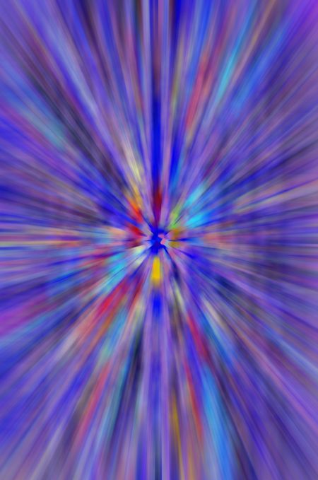 Abstract radial blur with predominance of blue for decoration or background with motif of stellar explosion, otherworldly attraction, or altered perception or state of mind