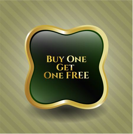 Buy one get one free green golden badge