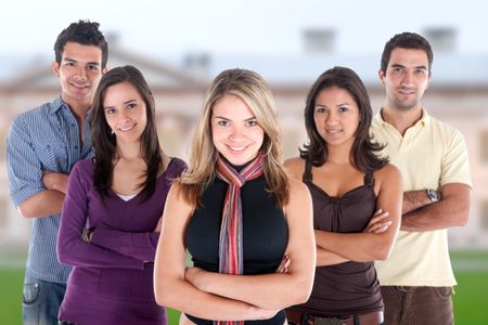 Casual group of friends standing outdoors