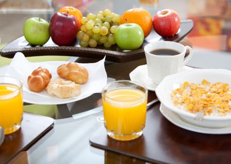 Healthy breakfast displayed on the dinning room