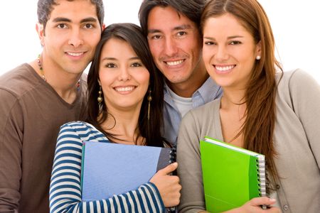 Group of students isolated over a white background