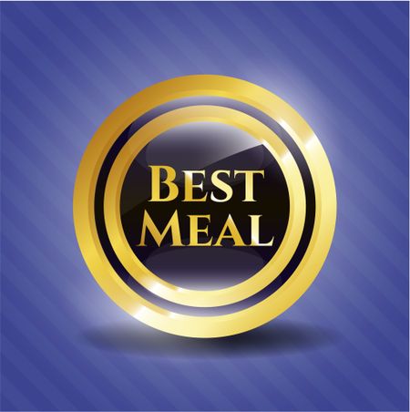 Best Meal gold shiny emblem. Blue color with blue background