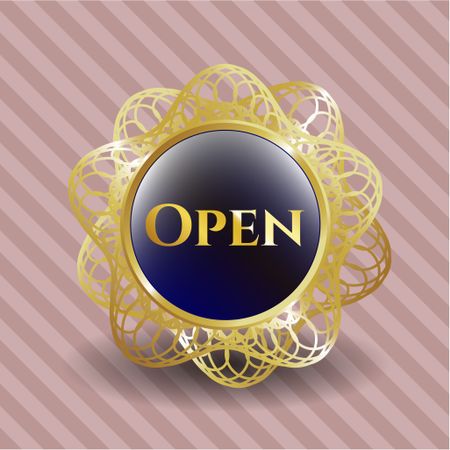 Open golden badge