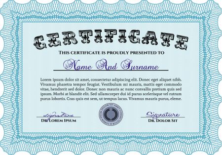 Certificate design. Vector pattern that is used in currency and diplomas