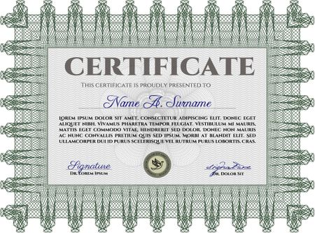 Certificate design. Vector pattern that is used in currency and diplomas