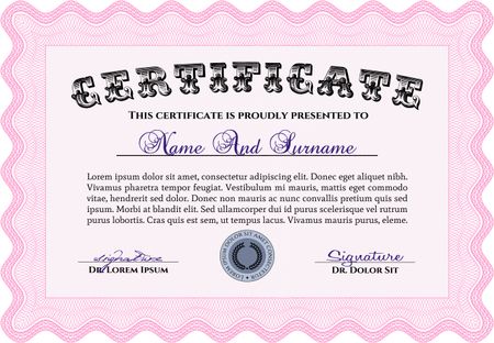 Certificate design. Vector pattern that is used in currency and diplomas
