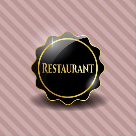 Restaurant black badge with pink background