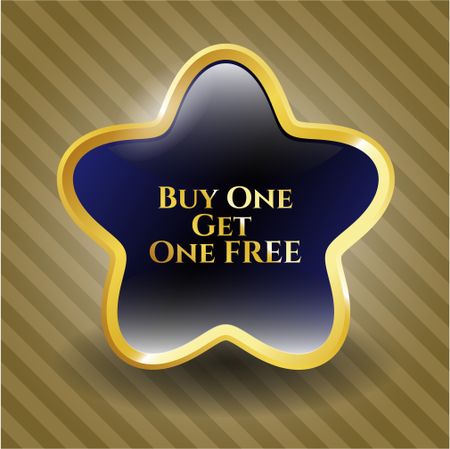 Buy one get one free golden shiny star. Buy one and get one free gold shiny emblem. Promotion badge