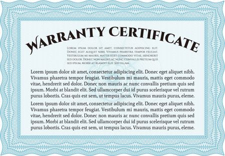 Horizontal warranty certificate template