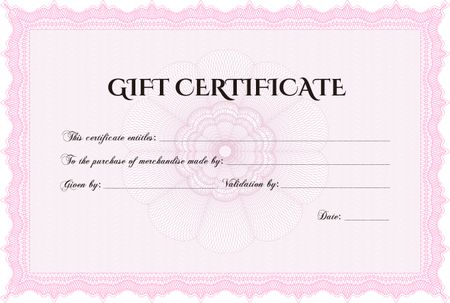 Pink horizontal gift certificate