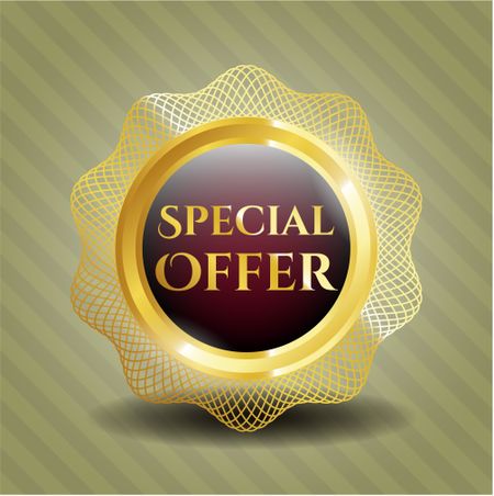 Special offer gold shiny emblem with complex border and green background