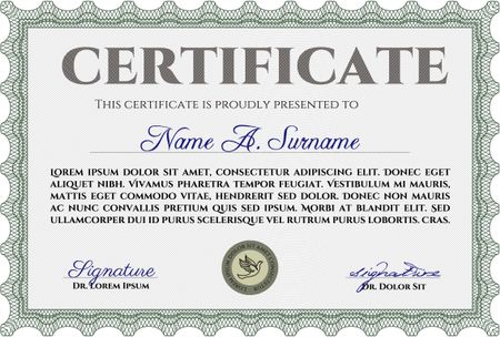 Green Certificate of completion template. Vector