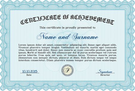 sky blue Vector certificate. Customizable, Easy to edit and change colors.