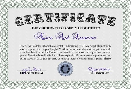 Green Certificate of completion template. Vector