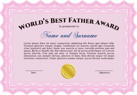 Pink world best father award template