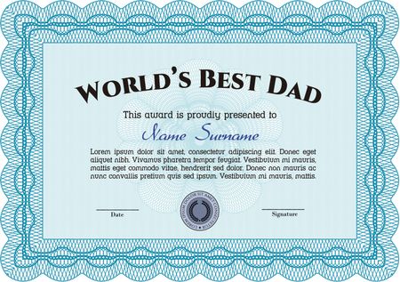Sky blue world's best dad certificate template