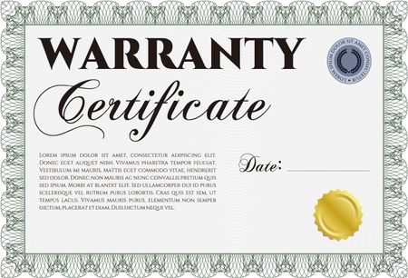 Warranty certificate template
