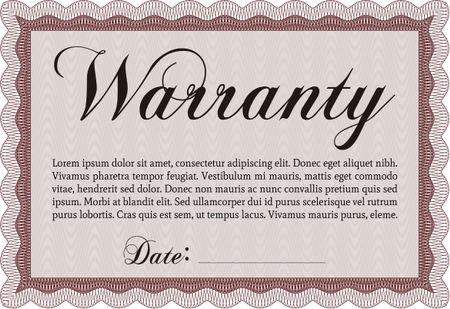 Red warranty certificate template