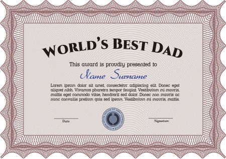 World's best dad certificate template