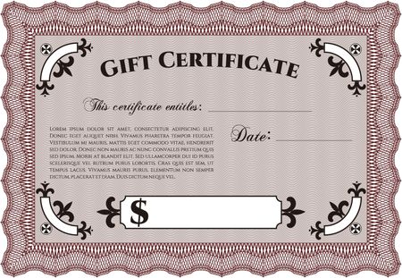Red horizontal gift certificate template