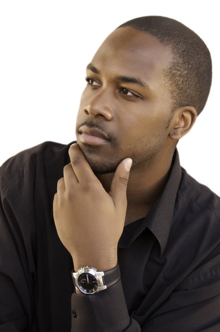 Pensive young black man