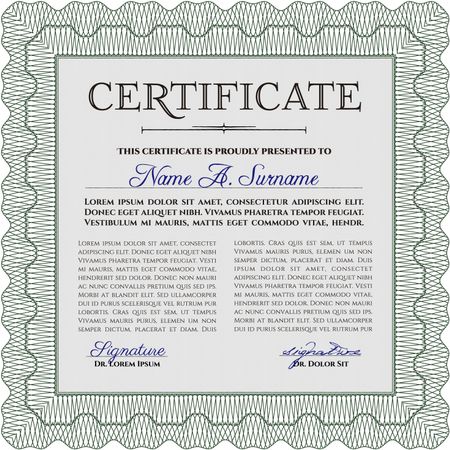 Green Retro frame certificate template Vector 
