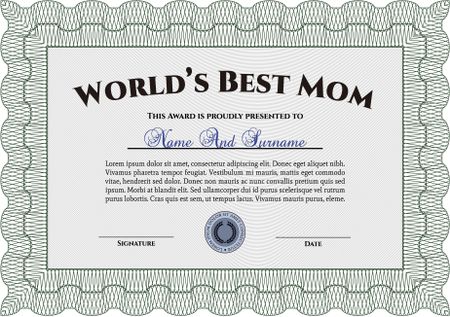 World's best mom certificate awards template