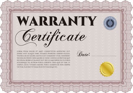 Red warranty certificate template