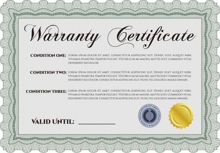 Green warranty certificate template
