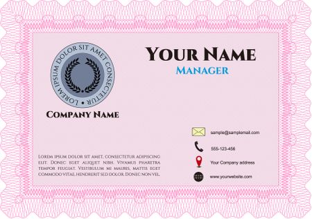 Pink presentation card template