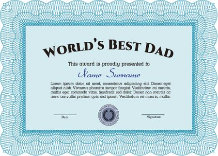 World's best dad certificate award template