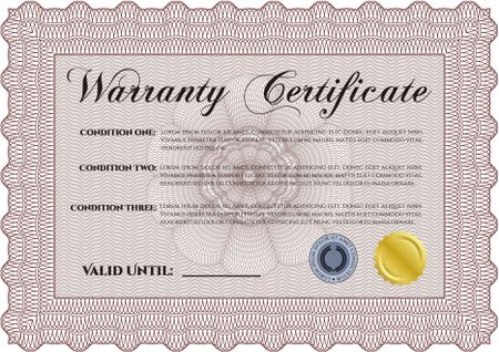 Red Warranty certificate template