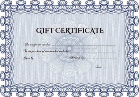Blue horizontal gift certificate