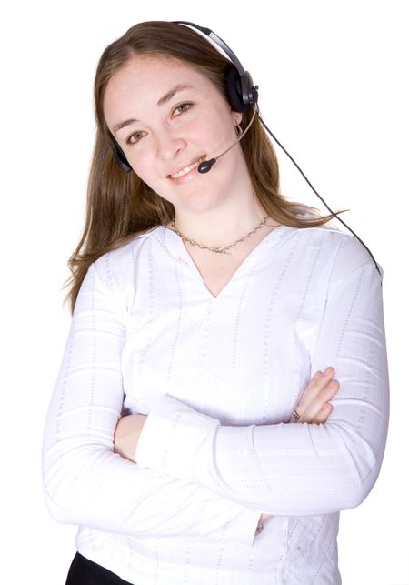 business support woman over a white background