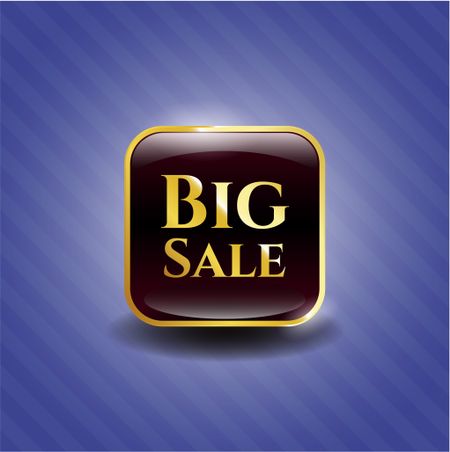 Big sale gold shiny badge with blue background