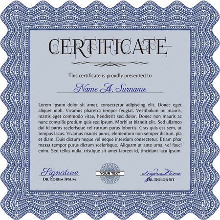 Blue certificate template