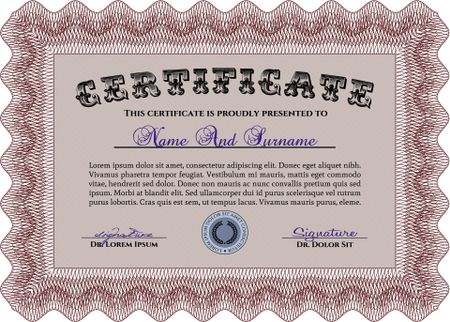 Red Vector illustration of detailed certificate (diploma)