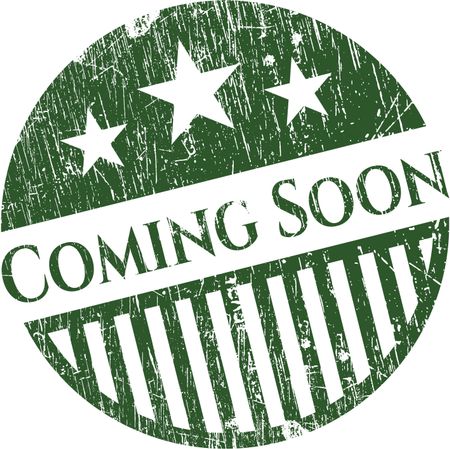Green coming soon rubber stamp