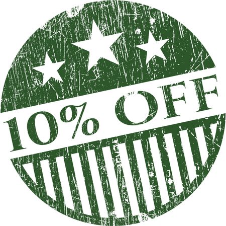 10% off green rubber stamp