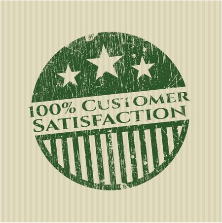 100% customer satisfaction green rubber stamp