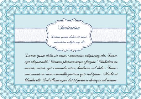 Invitation template. Sky blue color.