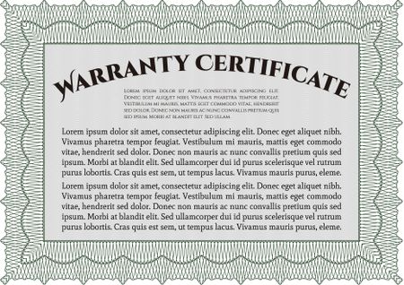 Green warranty certificate template