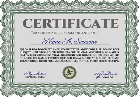 Green certificate or diploma template