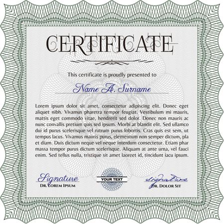 Green certificate or diploma template