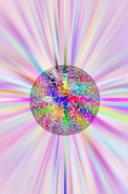 Imaginary primordial pointillist planet on a multicolored starburst background, for environmental or speculative astronomical themes