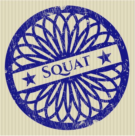 Squat blue grunge rubber stamp