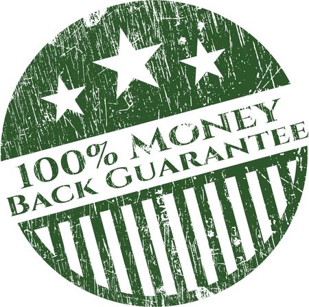 100% Money back guarantee rubber stamp (green and isolated)
